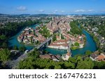 Panoramic view from above the old town of Bern, capital of Switzerland.