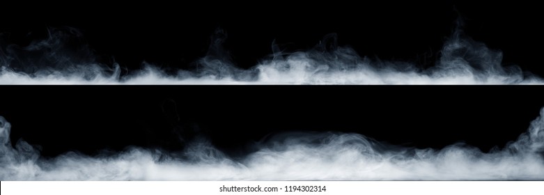 Panoramic view of the abstract fog or smoke move on black background. White cloudiness, mist or smog background.  - Shutterstock ID 1194302314