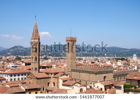 Panoramic view across Florence including the Badìa Fiorentina on the left and Bargello National Museum on the right.