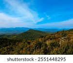 Panoramic View of Adirondack Mountains from the Summit on a Clear September Day at the Start of Autumn