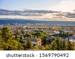 Panoramic view of Aix-en-Provence in autumn. Sunset. France, Provence.