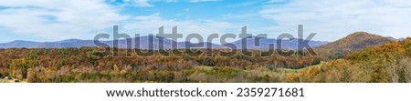 Panoramic view of the Allegheny Mountains in autumn. Colorful fall foliage. Great for backgrounds or banners.