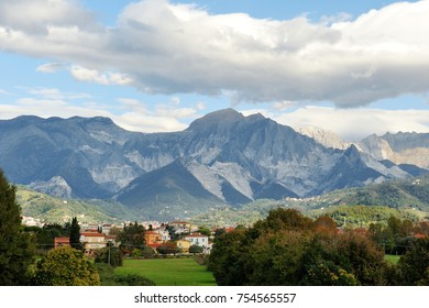 Panoramic view of the Alps mountains and landscape, Italy