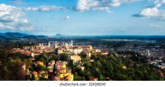 Panoramic view of cittÃ Â  alta. Bergamo - Italy