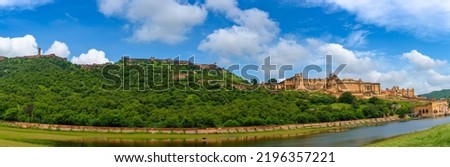 Panoramic View of Amer Fort or Amber Fort is a fort located in Amer, Rajasthan, India.
