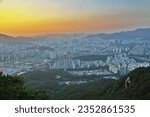  A panoramic view of Anyang City in Gyeonggi Province at sunset                              