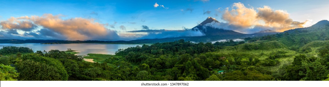 Panoramic view of Arenal Volcano and lake in central Costa Rica - Shutterstock ID 1347897062