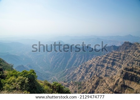 The Panoramic view from Arthur's Seat point at Konkan region mountains. Mahabaleshwar,Maharashtra, India