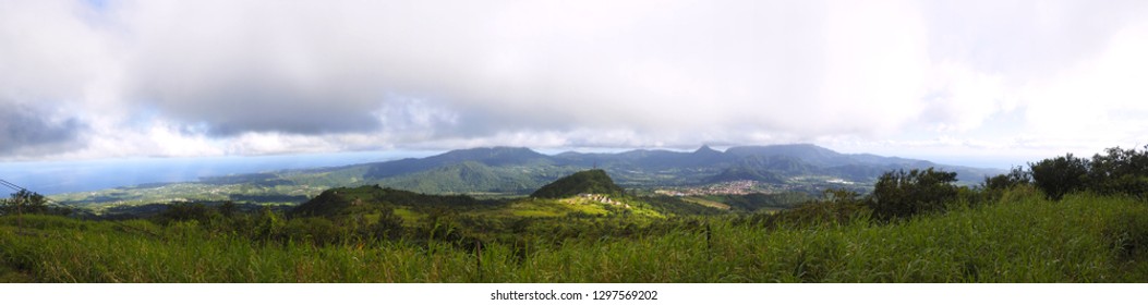 Panoramic View Of The Atlantic Coast Of Martinique And The Village Of Morne Rouge From The Refuge At The Foot Of Mount Pelée