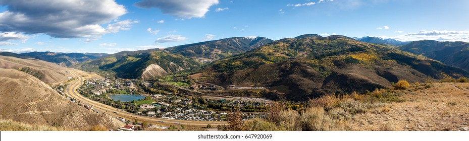 Panoramic View Of Avon, Co And Beaver Creek Ski Area.