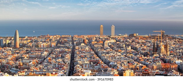 Panoramic View Of Barcelona, Spain