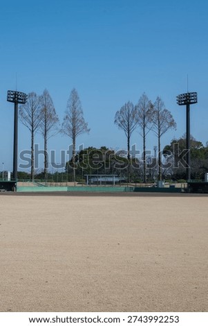 Panoramic view of a baseball stadium looking towards home plate from the outfield