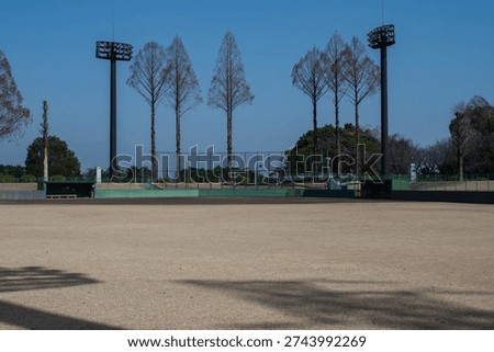 Panoramic view of a baseball stadium looking towards home plate from the outfield