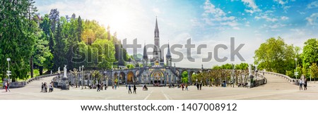 Panoramic View of Basilica Notre Dame in Lourdes