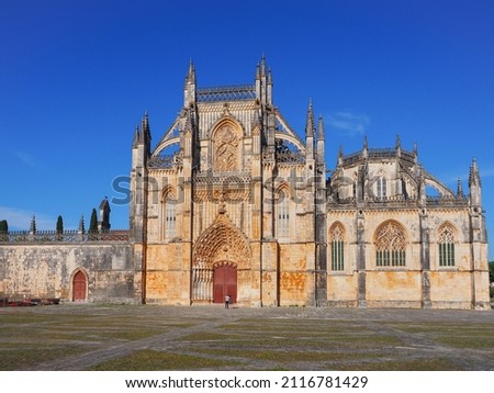 Panoramic view to Batalha Monastery and Dominican convent known as the Monastery of Saint Mary of the Victory. One of the most important Gothic sites in Portugal, intermingled with the Manueline style