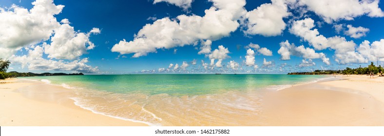 Panoramic View Of The Beach In St. John's, Antigua And Barbuda, A Country Located In The West Indies In The Caribbean Sea