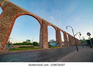 Panoramic View Of The Beautiful Arches Of Querétaro From The Calzada De Los Arcos On A Beautiful Sunny Day