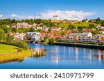 Panoramic view of beautiful city Trondheim, Norway 