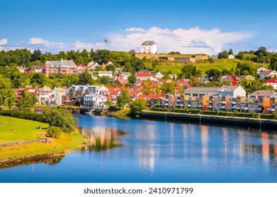 Panoramic view of beautiful city Trondheim, Norway  - Powered by Shutterstock