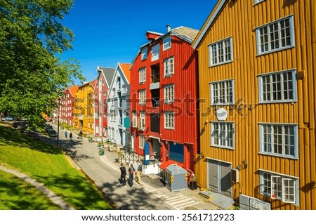 Panoramic view of beautiful city Trondheim, Norway 
