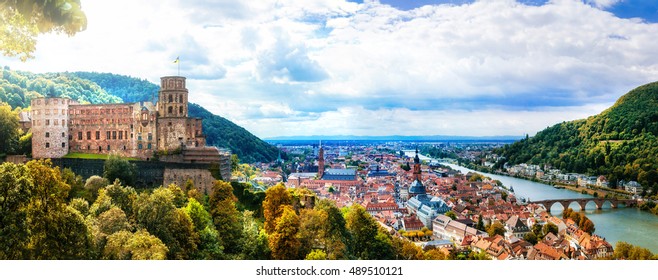 Panoramic view of beautiful medieval town Heidelberg, Germany