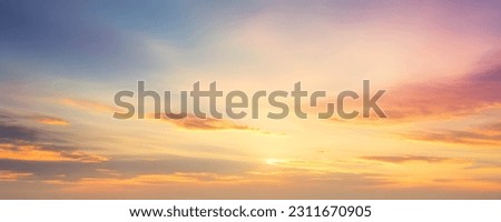 Panoramic view of beautiful sunset sky and cloud