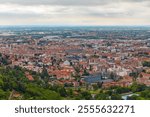 Panoramic view of Bergamo city, Lombardy, Italy. Picturesque spring view