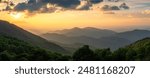 A panoramic view of the  Blue Ridge Mountains at sunrise