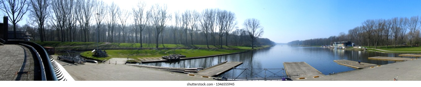 Panoramic View Of The Bosbaan, Lake In Amsterdam, Holland