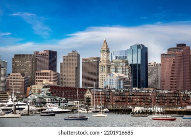 Panoramic View Of Boston Cityscape In A Sunny Day, USA