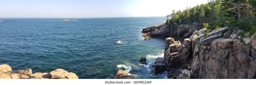 Panoramic view of Boulder Beach at  Acadia National Park in Maine - Powered by Shutterstock