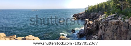 Panoramic view of Boulder Beach at  Acadia National Park in Maine