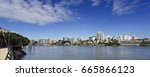 Panoramic view of the Brisbane River towards Norman Park suburb in Brisbane, Australia