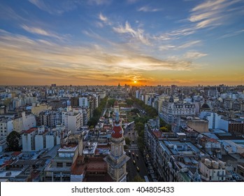 Panoramic View Of Buenos Aires At Dusk