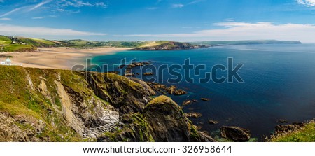 Panoramic view from Burgh Island on the South Devon Coast, Devon, United Kingdom