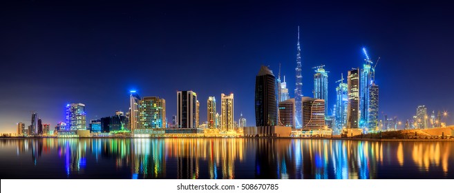 Panoramic view of Business bay of Dubai, UAE