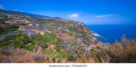 Panoramic View of Calheta from High Viewpoint, Madeira, Portugal, Europe
