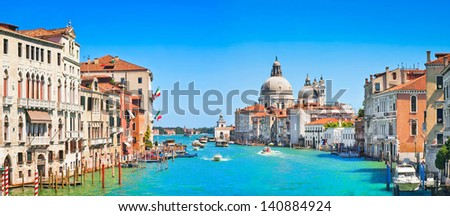 Similar – Image, Stock Photo Canal Grande and Basilica di Santa Maria della Salute illuminated at dusk night time. Venice, Italy