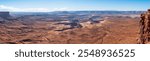 Panoramic view of Canyonlands national park, and the confluence of the Green River and Colorado River, Utah, USA. Clear sky, early november.