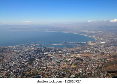 A Panoramic View Of Cape Town, South Africa ( Seen From The Top Of Table Mountain)