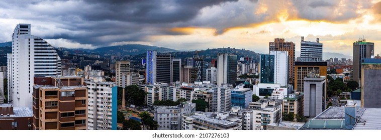 Panoramic view of the Caracas city center modern buildings at day