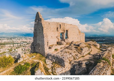 Panoramic View Of Castle De Crussol - In The Commune Of Saint-Péray That Dominates The Valley Of Rhône - Rhône-Alpes - France