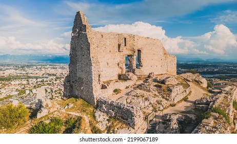 Panoramic View Of Castle De Crussol - In The Commune Of Saint-Péray That Dominates The Valley Of Rhône - Rhône-Alpes - France