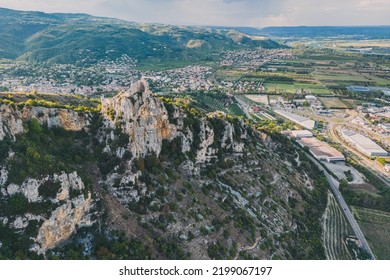 Panoramic View Of Castle De Crussol - In The Commune Of Saint-Péray That Dominates The Valley Of Rhône - Rhône-Alpes - France