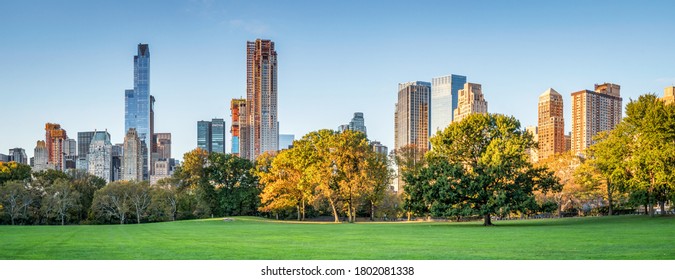 Panoramic View Of Central Park In Autumn, New York City, USA