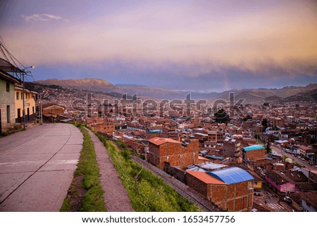 Panoramic view of the centre of Cusco city, Cusco, Peru