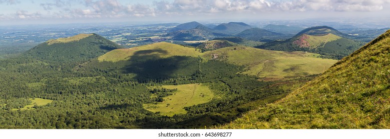 Panoramic View Of The Chain Of Volcanoes Of Auvergne, Seen From The Puy De Dôme