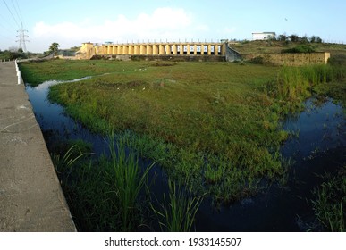 Panoramic View Of Chembarambakkam Lake Located In Chennai. Largest Water Supply Lake In Chennai. Chennai Metro