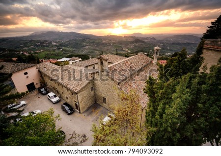 Panoramic view of the Church of San Quirino, Rapublic of San Marino