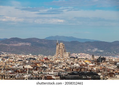 Panoramic View Of The City Of Barcelona With The Unfinished Sacred Family 